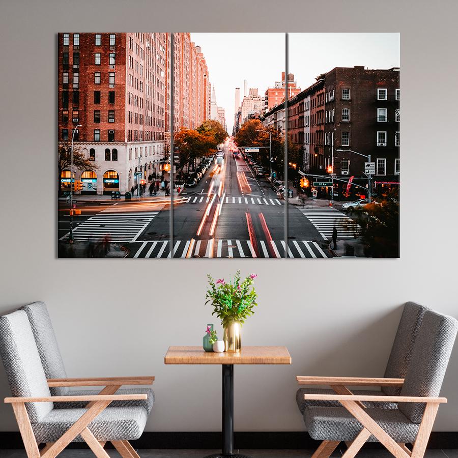 Картина город На улице Манхэттена 156x100 см (A650-3)
