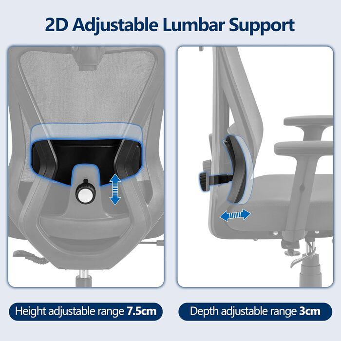 Офисное кресло Yaheetech с регулируемым подголовником и подлокотниками Черный (1652279) - фото 8