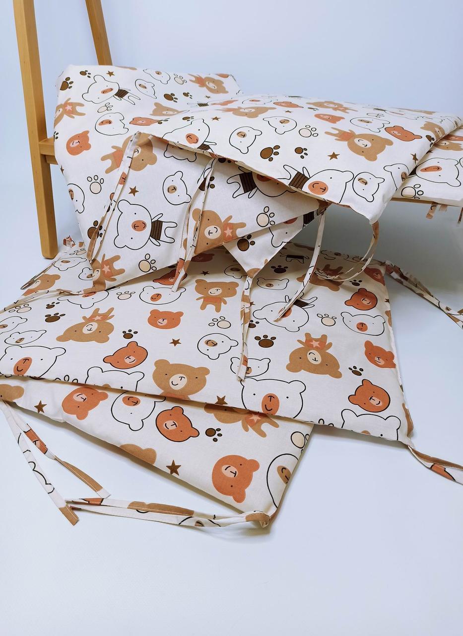 Бортики защита в детскую кровать Penetka Мишки бязь 120x40/60x40 см Бежевый (6508.120.40.113)