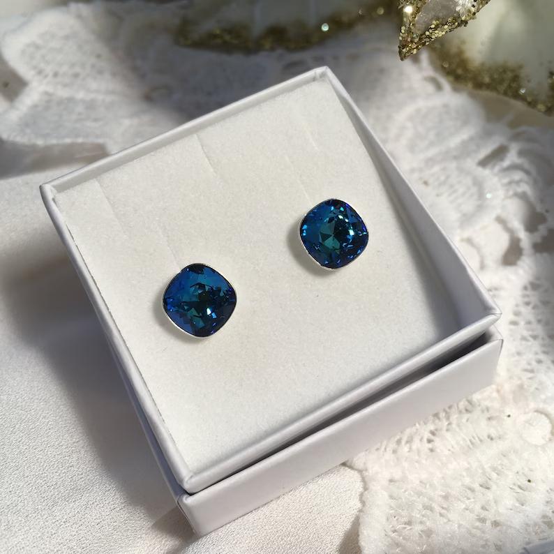 Серьги с кристаллами Сваровски 001055 Italina Бирюзовый