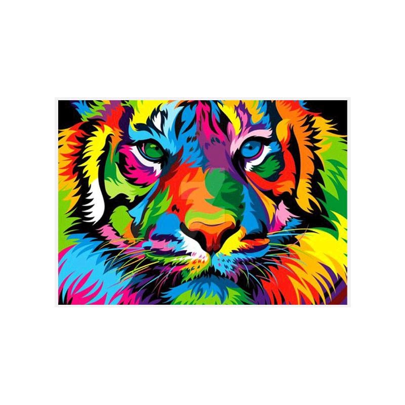 Алмазна мозаїка Lesko DIY C342 Райдужний тигр
