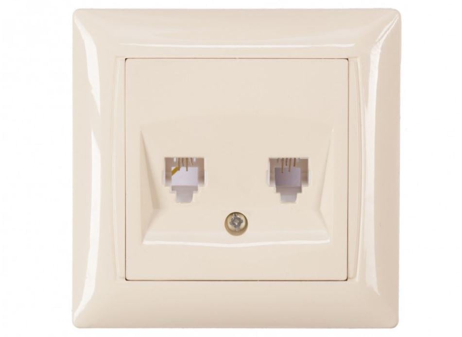 Розетка телефонная двойная Luxel Primera Кремовый (3314)