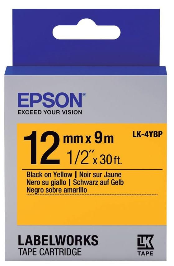 Картридж Epson Tape LK4YBP для стрічкових принтерів LW-300/400/400VP/700 Pastel Black/Yellow (C53S654008)