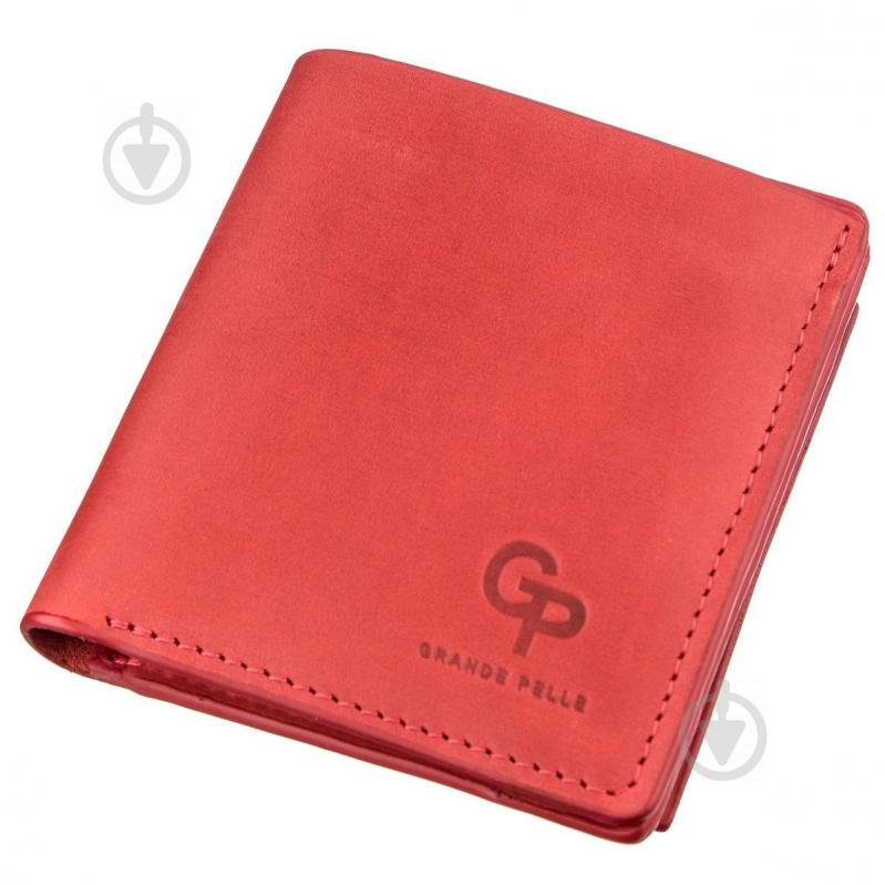 Кожаное портмоне унисекс с накладной монетницей GRANDE PELLE 11224 Красное