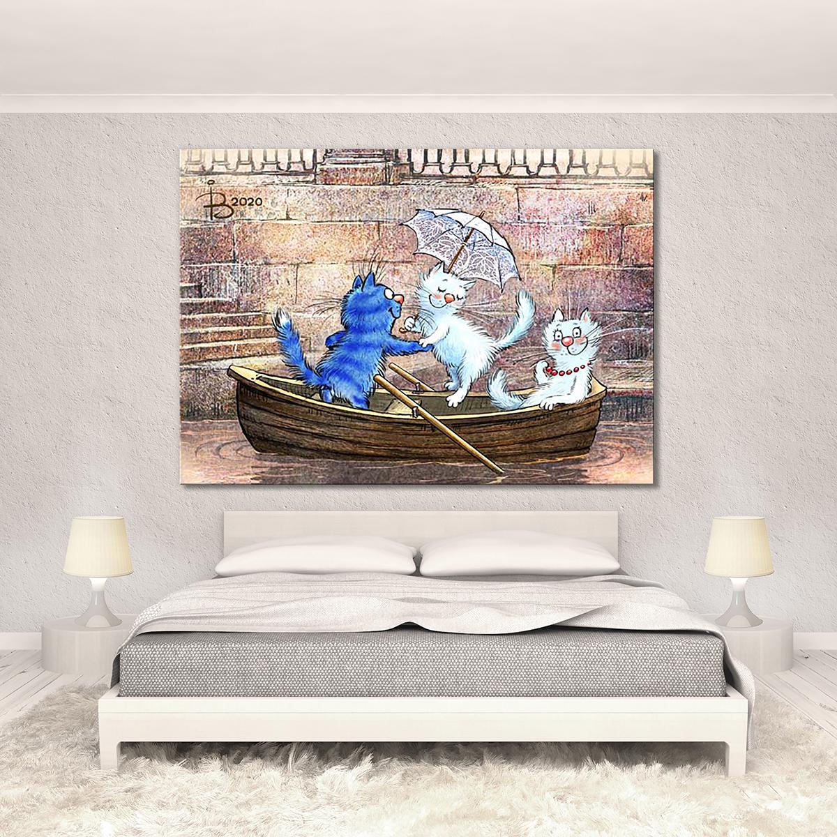 Модульная картина Трое в лодке 1 модуль размером 30х45 см (_rinaz_20201633027)