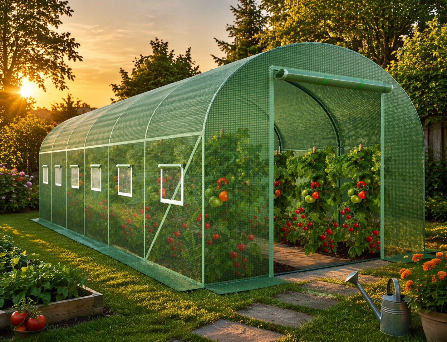 Теплица садовая пленочная армированная GardenLine 6х3х2 м 18 м2 с окнами (P0027)