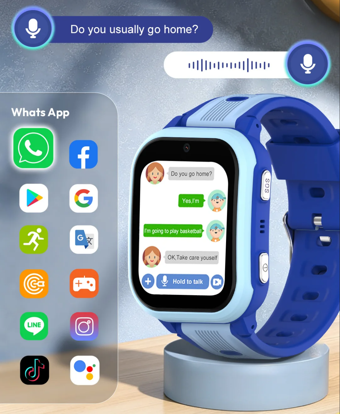Смарт-часы с GPS для детей Wonlex KT41 AMOLED 16GB Blue — фото 5