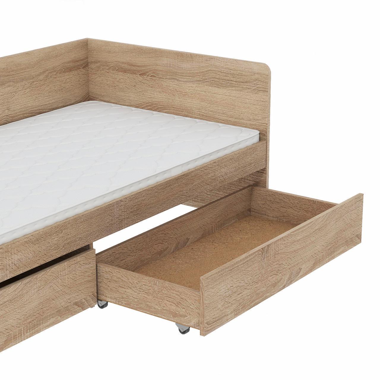 Кровать односпальная Еверест с ящиками 800 сплошной щит 80x190 см Дуб сонома (EVR-20739,02) - фото 2 Кровать односпальная Еверест с ящиками 800 сплошной щит 80x190 см Дуб сонома (EVR-20739,02) - фото 2