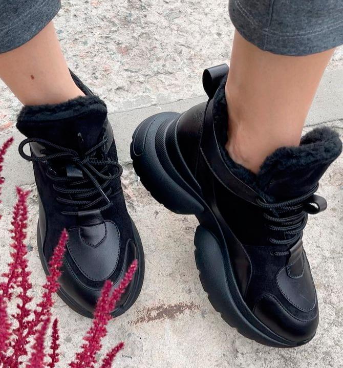 Кроссовки женские зимние M.KraFVT 2142/2 из натуральной кожи на платформе р. 41 Черный (1410-41) - фото 3 Кроссовки женские зимние M.KraFVT 2142/2 из натуральной кожи на платформе р. 41 Черный (1410-41) - фото 3