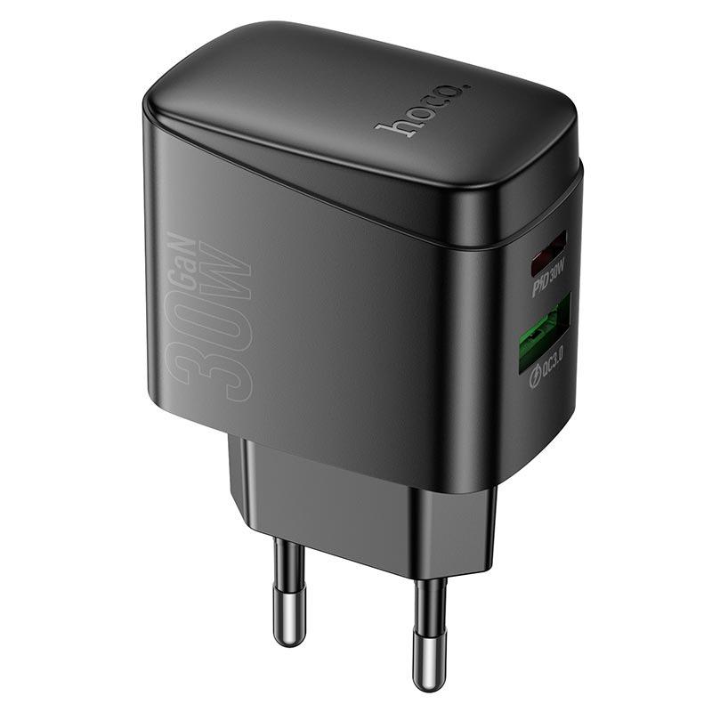 Зарядний пристрій для телефонів Hoco CS61A Bright charger USB/Type-C 30W/3A Black (7782e0ed) - фото 3 Зарядний пристрій для телефонів Hoco CS61A Bright charger USB/Type-C 30W/3A Black (7782e0ed) - фото 3