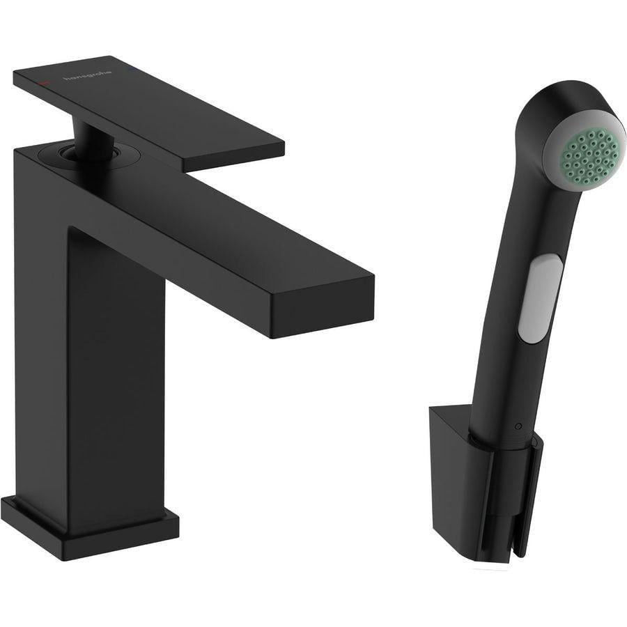 Смеситель для раковины Hansgrohe Tecturis E 110 с гигиенической лейкой Черный матовый (73210670)