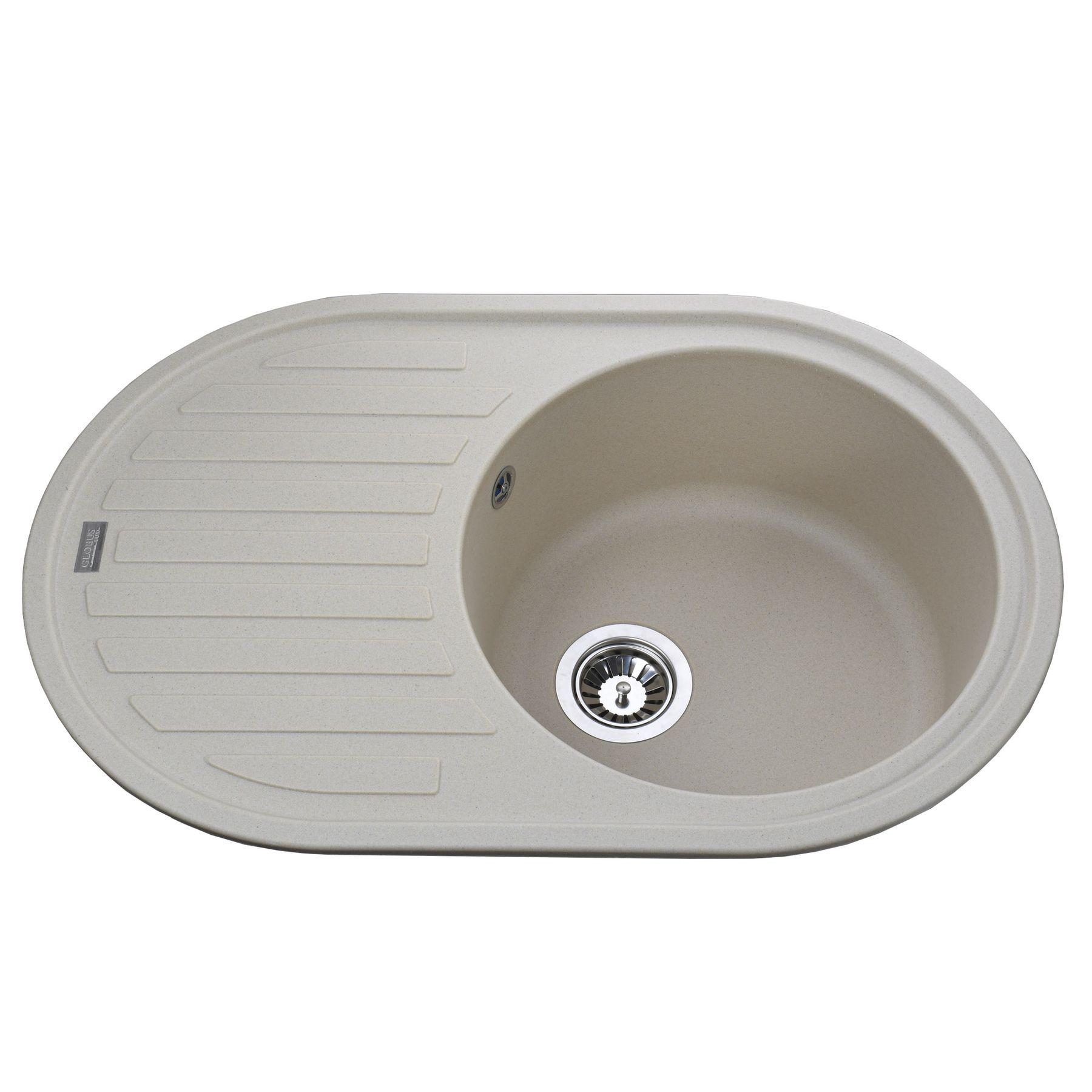 Мойка кухонная Globus Lux 000021079 гранитная овальная 770x500 мм Бежевый (25949546)