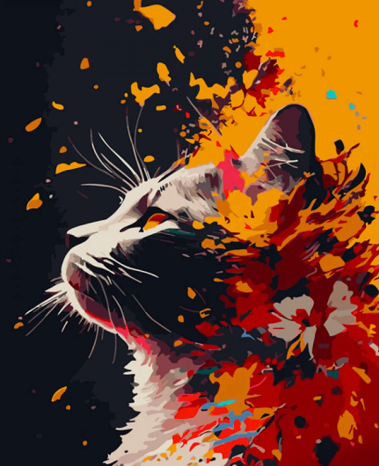 Картина по номерам Strateg Цветочный кот 40x50 см (GS909)