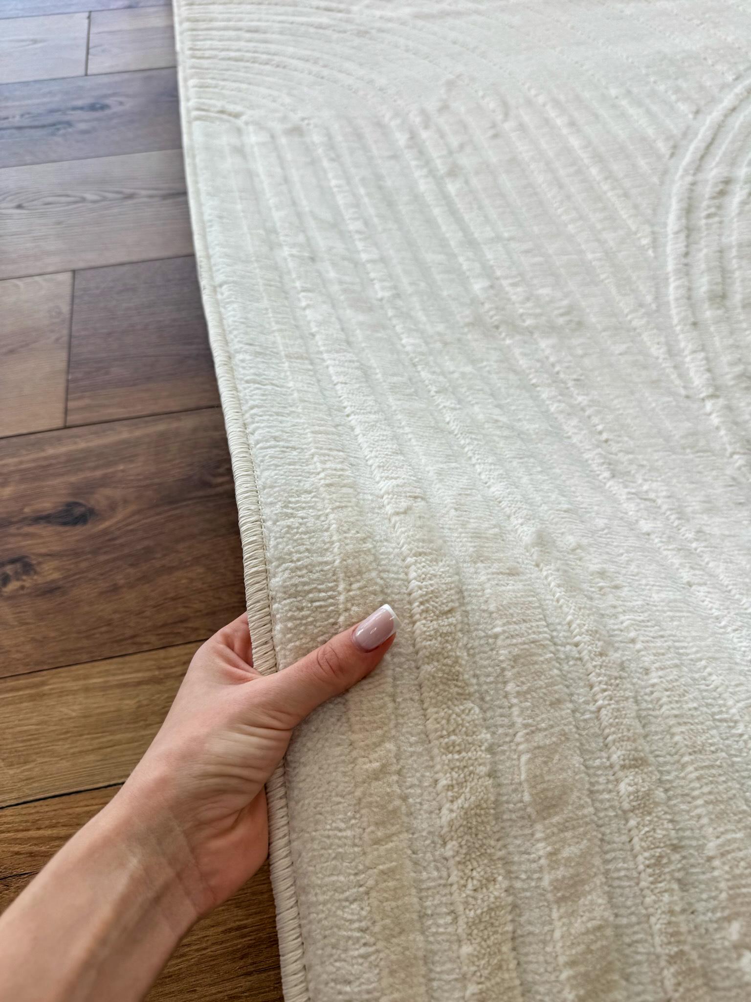 Килим низьковорсовий рельєфний з геометричним візерунком 240х340 см Білий - фото 2 Килим низьковорсовий рельєфний з геометричним візерунком 240х340 см Білий - фото 2