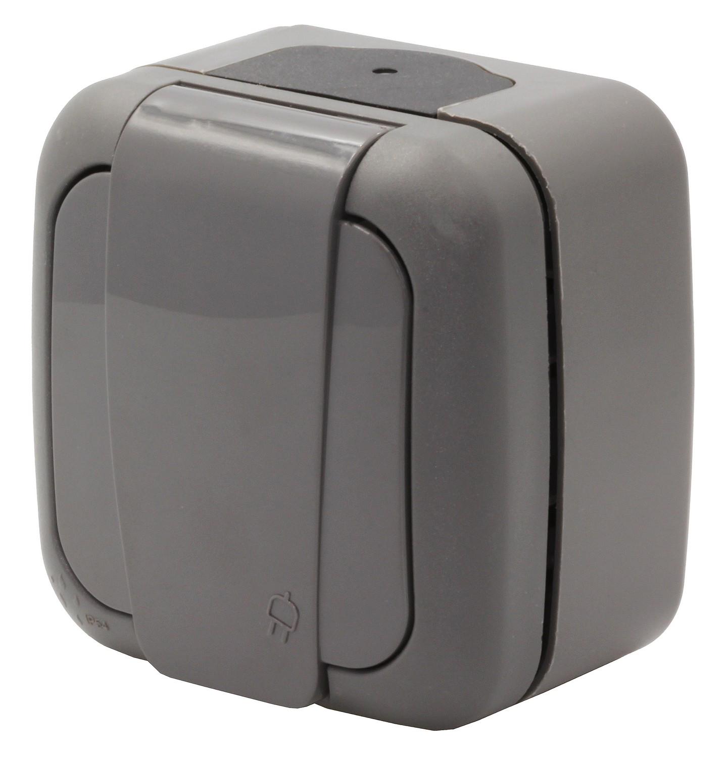 Розетка накладная с заземлением со шторками и с крышкой Viko Palmiye IP54 Антрацит (90550708)