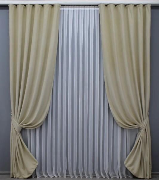 Шторы из льна 1,5x2,7 м 2 шт. Молочный (1424ш) Шторы из льна 1,5x2,7 м 2 шт. Молочный (1424ш)