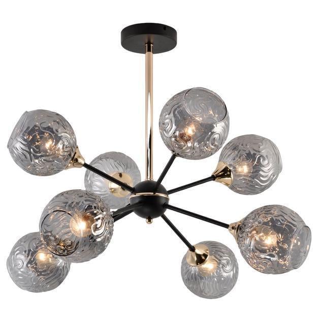 Люстра стельова Valeso V XA1486B/8 BK+FGD із затемненими плафонами під вісім ламп Е27 IP20 Чорний (00000140815)