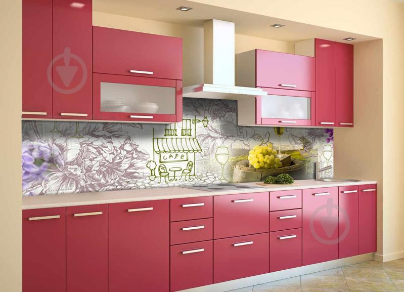 Скинали на кухню Zatarga «Вино и Париж 02» 650х2500 мм виниловая 3Д наклейка кухонный фартук самоклеящаяся Z180340/1