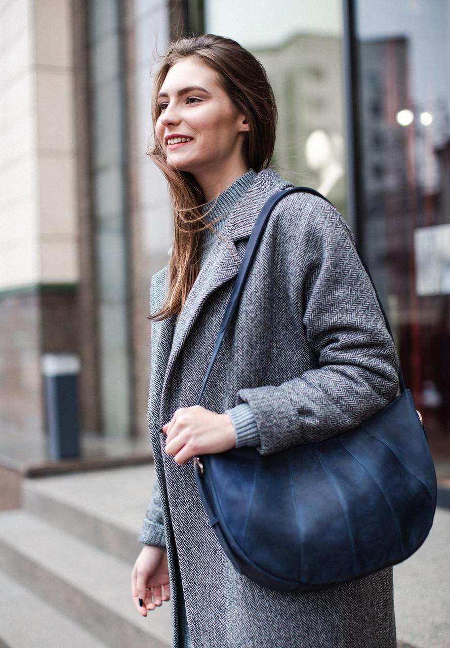 Женская сумка кожаная Круассан Синий (A-026254)