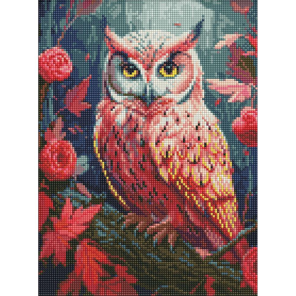 Алмазна мозаїка Ideyka Фарбова совушка з АВ стразами AMO7875 30х40 см (RLT39594)
