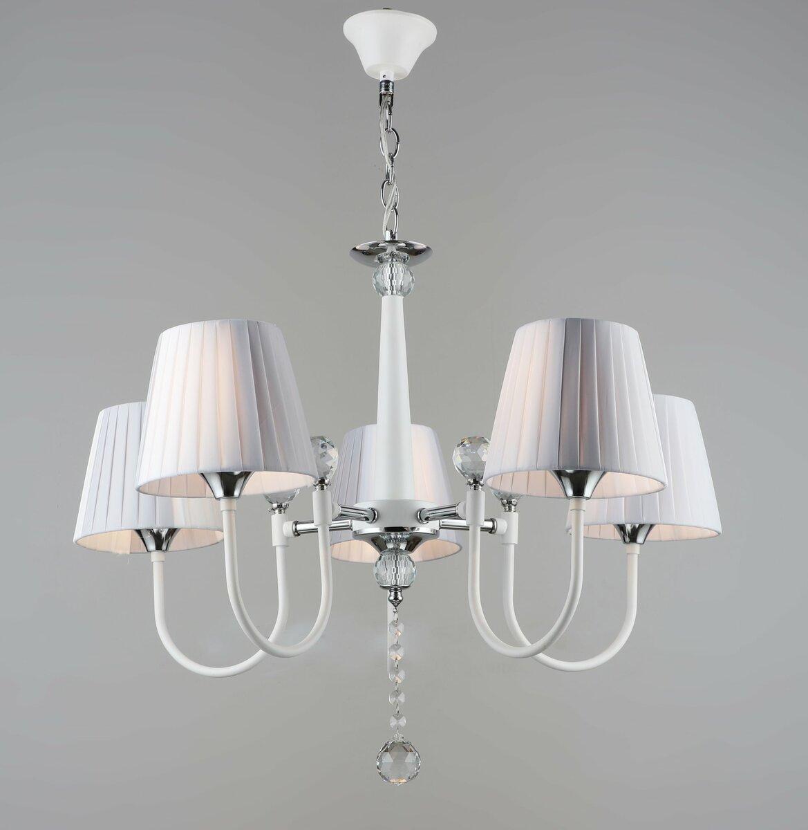 Люстра Sirius на пять плафонов под лампу Е27 Белый/Хром (B NH5263/5 WT+CR)