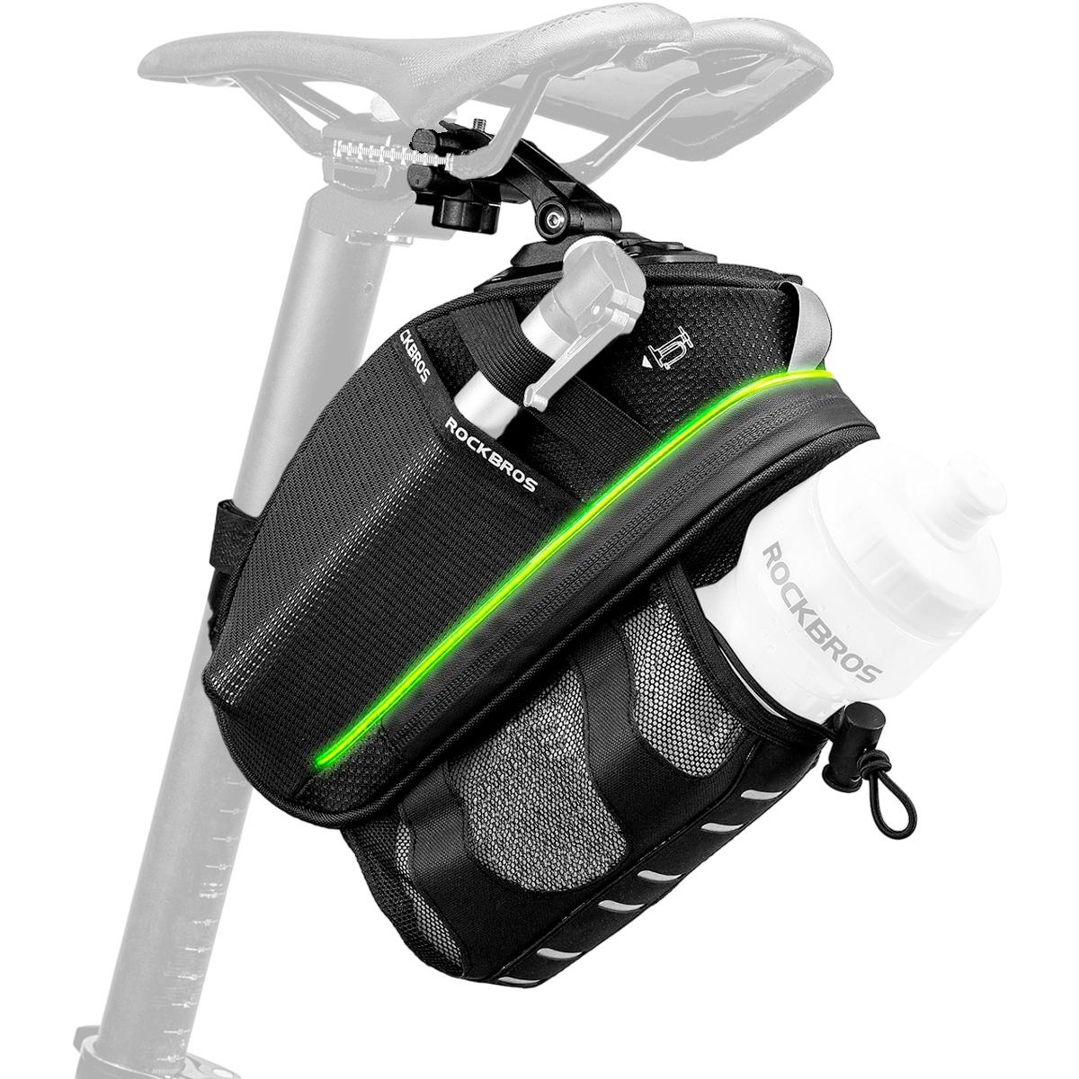 Велосипедна люмінесцентна сумка підсідельна ROCKBROS C39-1 velcro світловідблискувальна Чорний (RB-C39-1-2704)