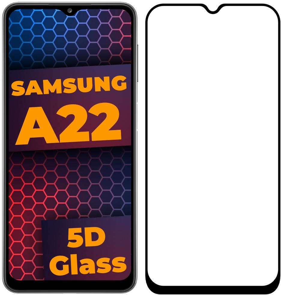 Стекло 5D Samsung Galaxy A22 4G A225 защитное Full Glue Black (22693)