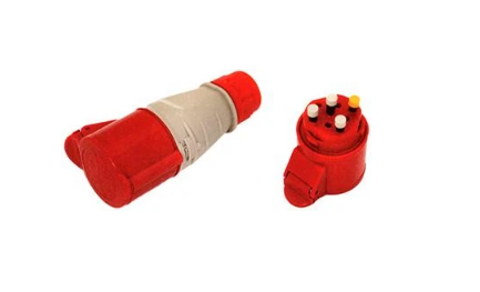 Силова розетка E.NEXT 3P+PE 16А 400 В переносна безгвинтова IP44 Червоний (134S)