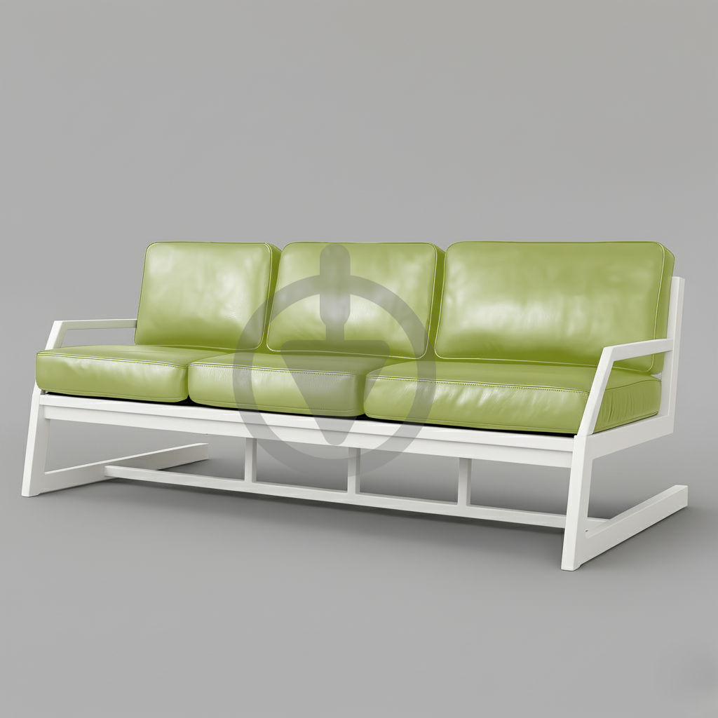 Диван металевий AVVS tech Атлас вуличний лофт екошкіра з підлокотниками 246 см Салатовий/Білий (30222849)