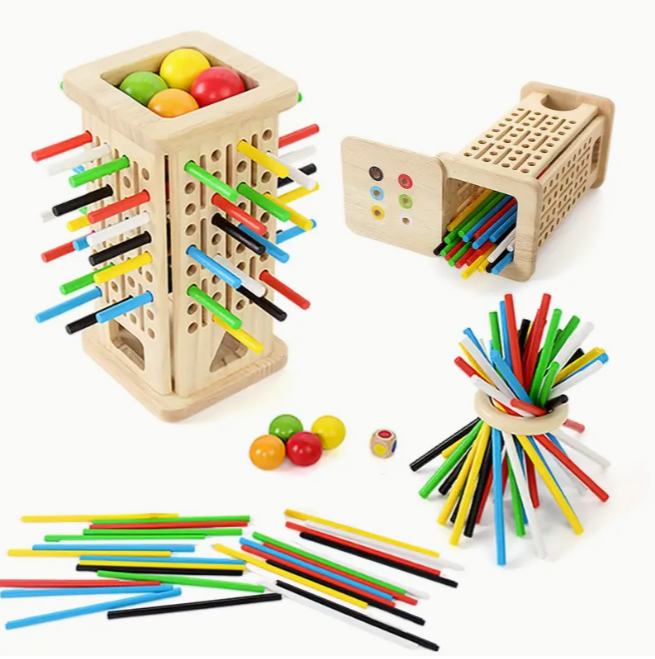 Настольная игра логическая из дерева Учим цвета и моторику с палочками и кубиком от 3 лет (826) - фото 2 Настольная игра логическая из дерева Учим цвета и моторику с палочками и кубиком от 3 лет (826) - фото 2