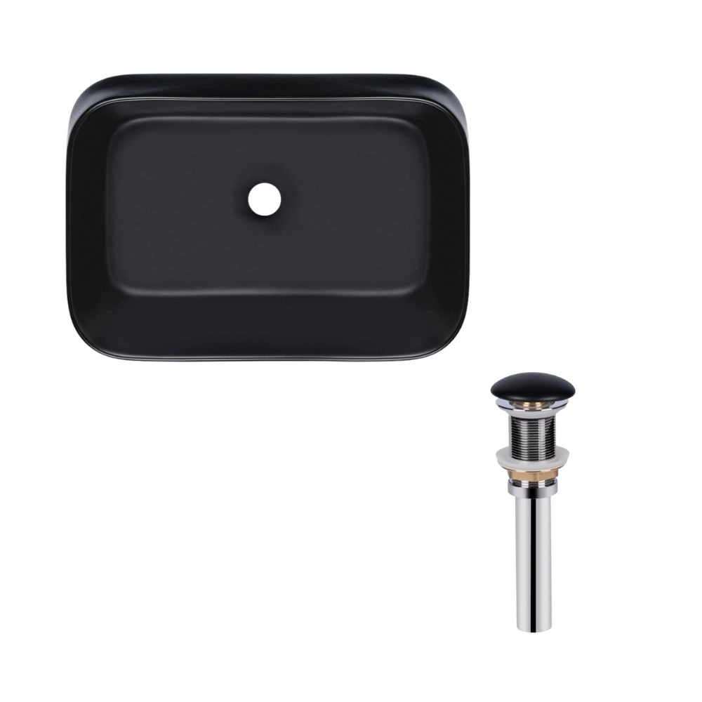 Раковина накладна Qtap Scorpio та донний клапан PU03 550х390х120 мм Matt Black (53422) Раковина накладна Qtap Scorpio та донний клапан PU03 550х390х120 мм Matt Black (53422)