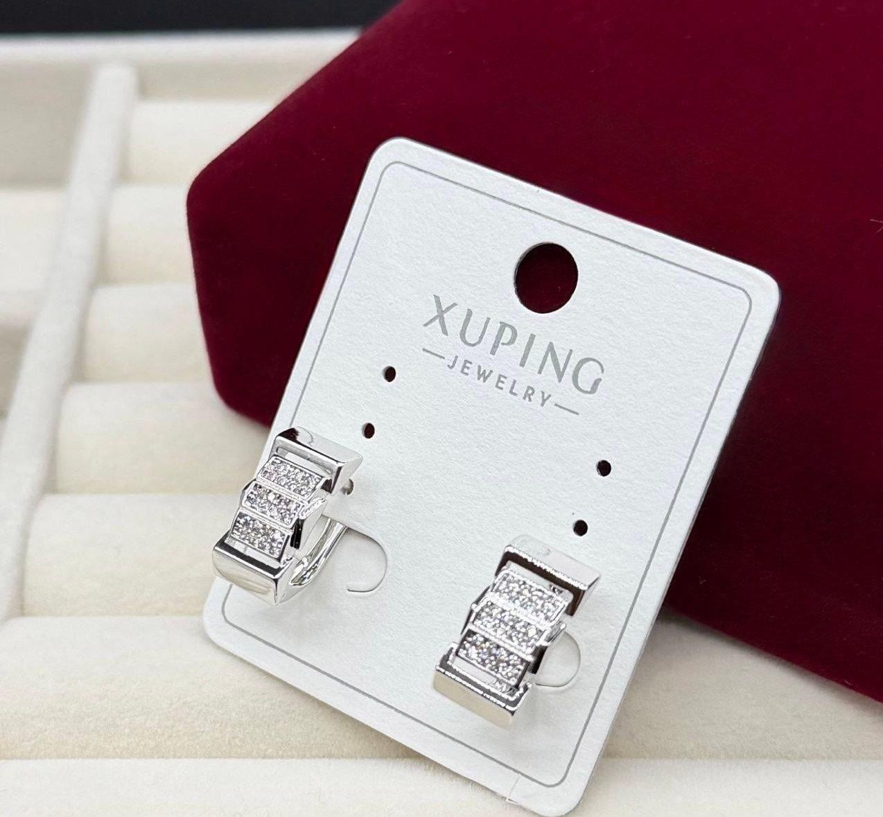 Серьги кольца Xuping гипоаллергенные из медицинского золота с камнями (2905921615)