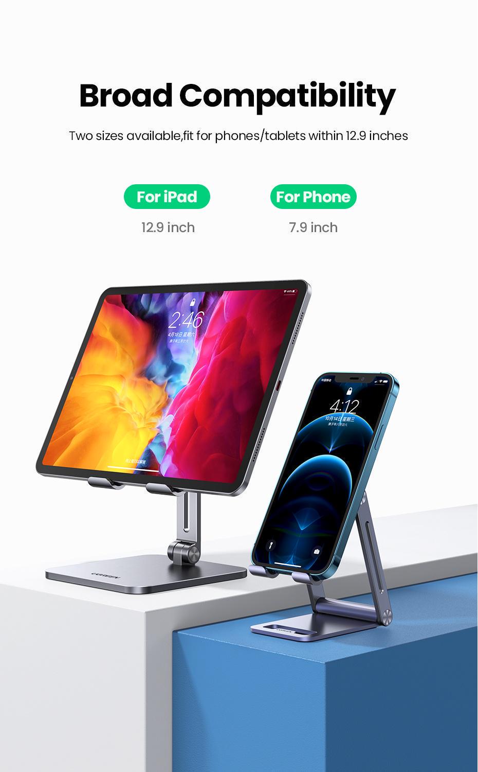 Підставка для планшета Ugreen 12.9" алюмінієва Сірий (40393) - фото 11