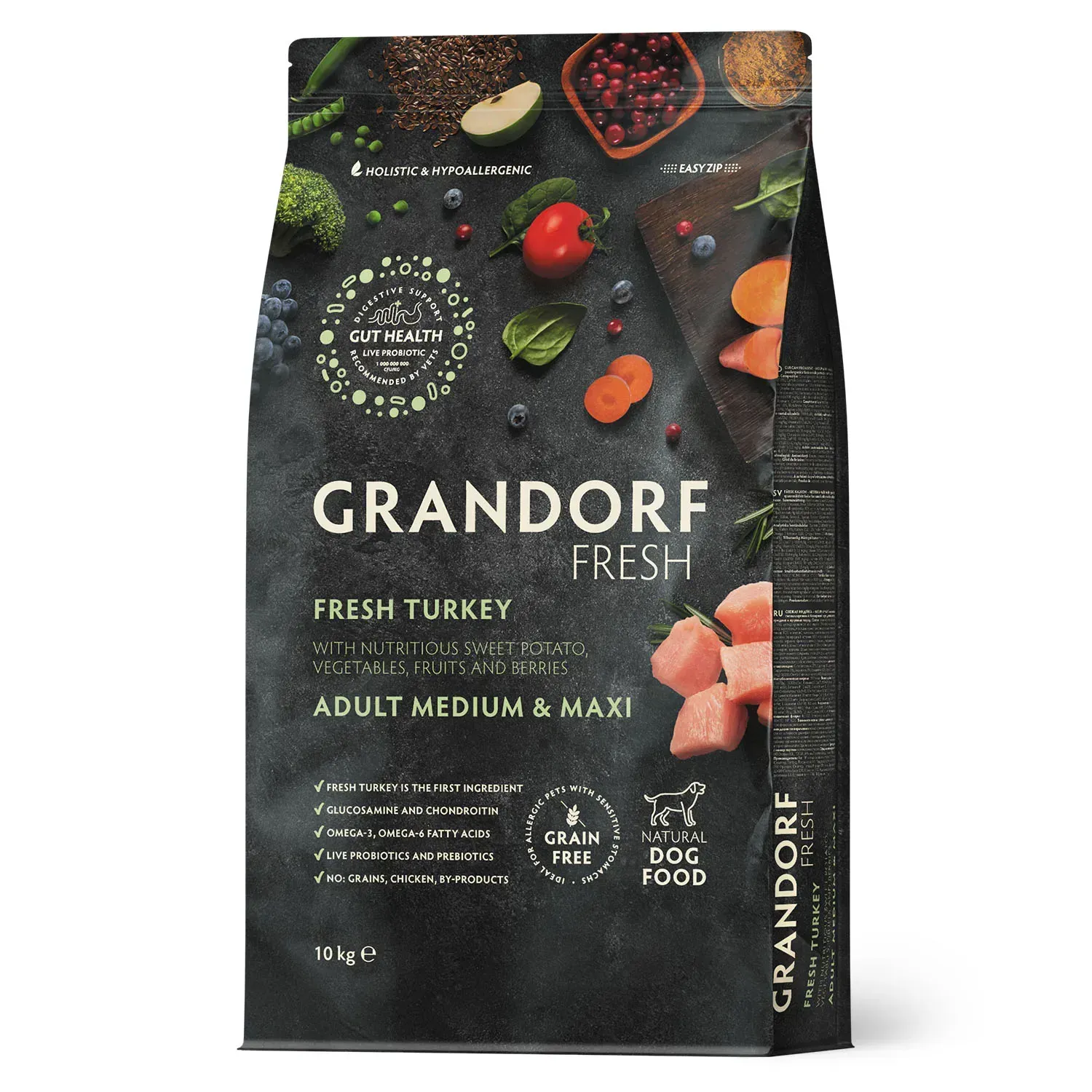 Корм сухой для взрослых собак средних/крупных пород Grandorf FRESH TURKEY&SWEET POTATO DOG MEDIUM&MAXI с индейкой и бататом 10 кг (26911786)