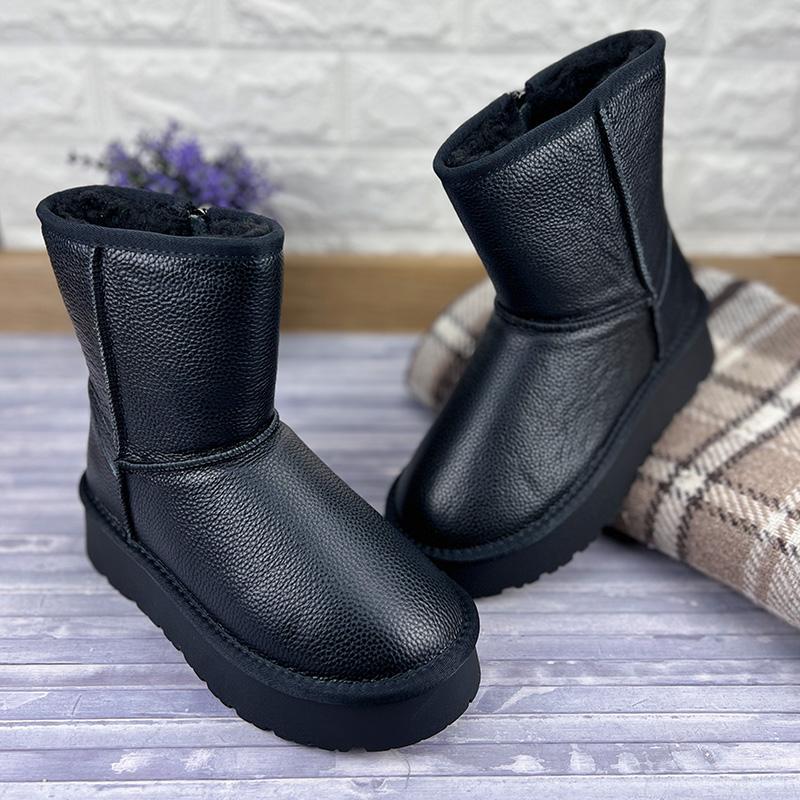 Уггі жіночі на платформі шкіряні на блискавці Е-0090171 p. 37 23,5 см Чорний