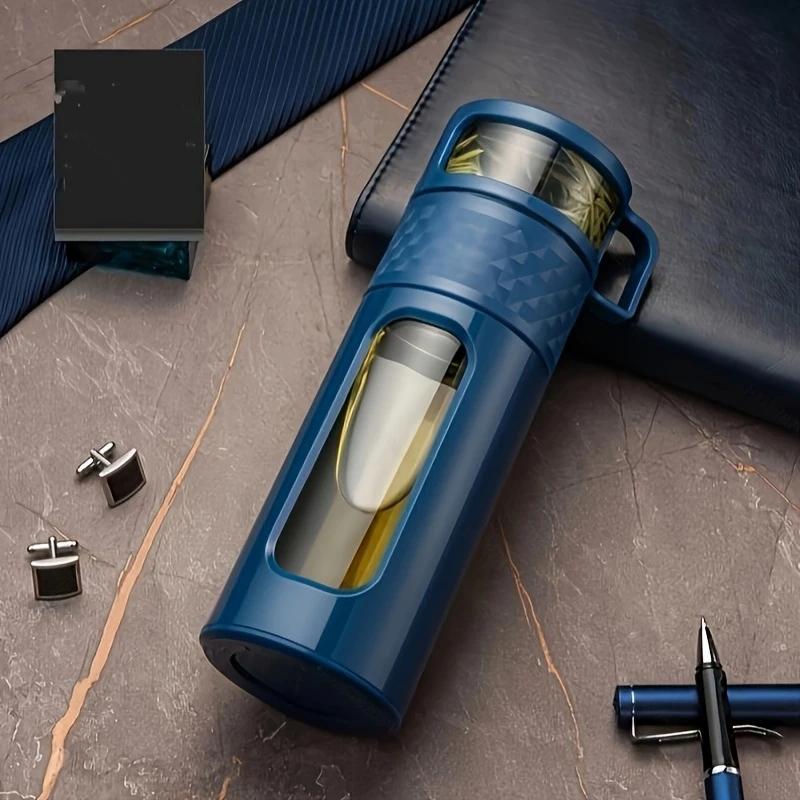 Колба-заварник для чая стеклянная с двойными стенками/ситечком и крышкой 600 мл (118991)