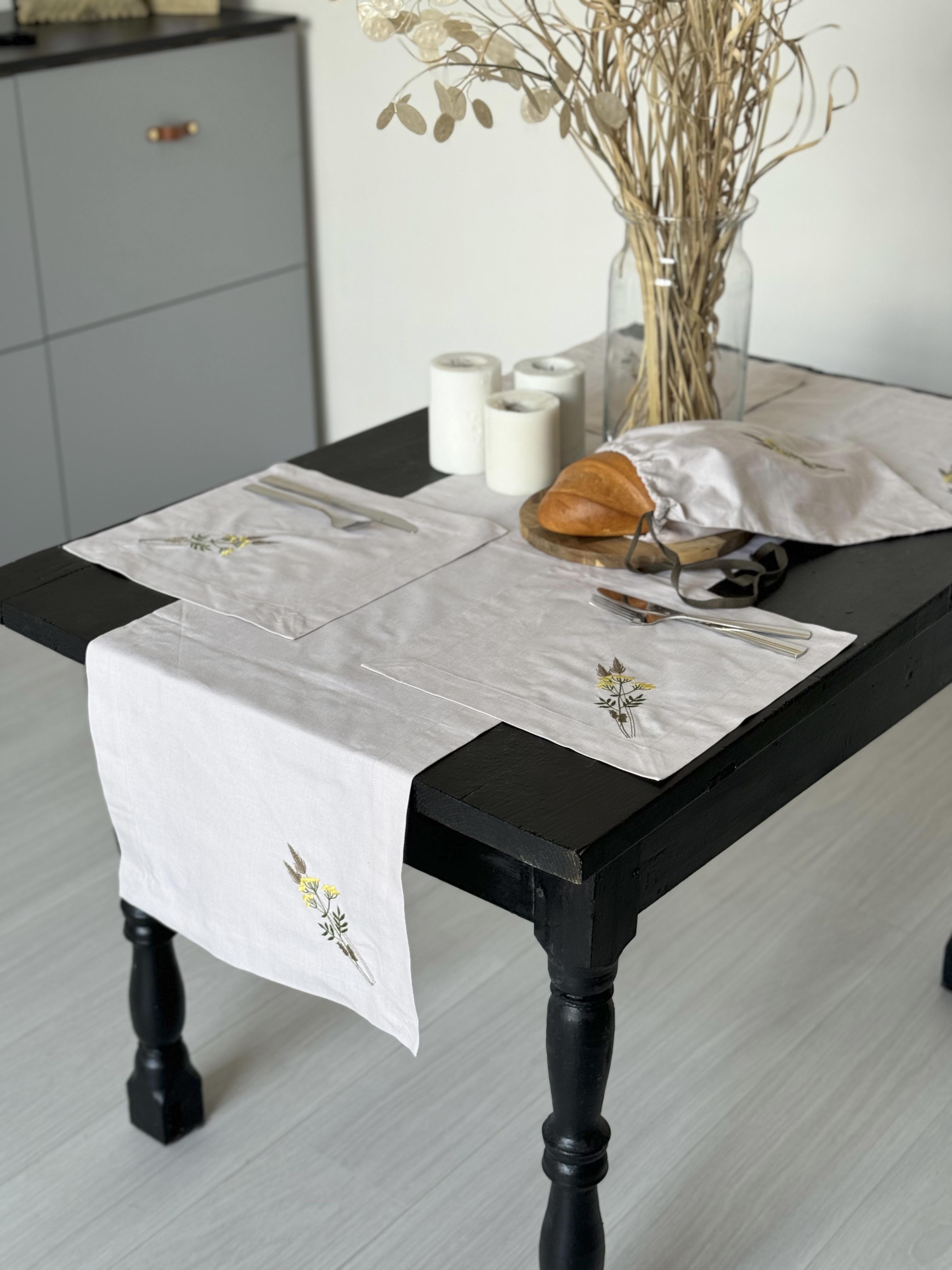 Набор для сервировки стола дорожка/салфетки с вышивкой Пижма (29918534)