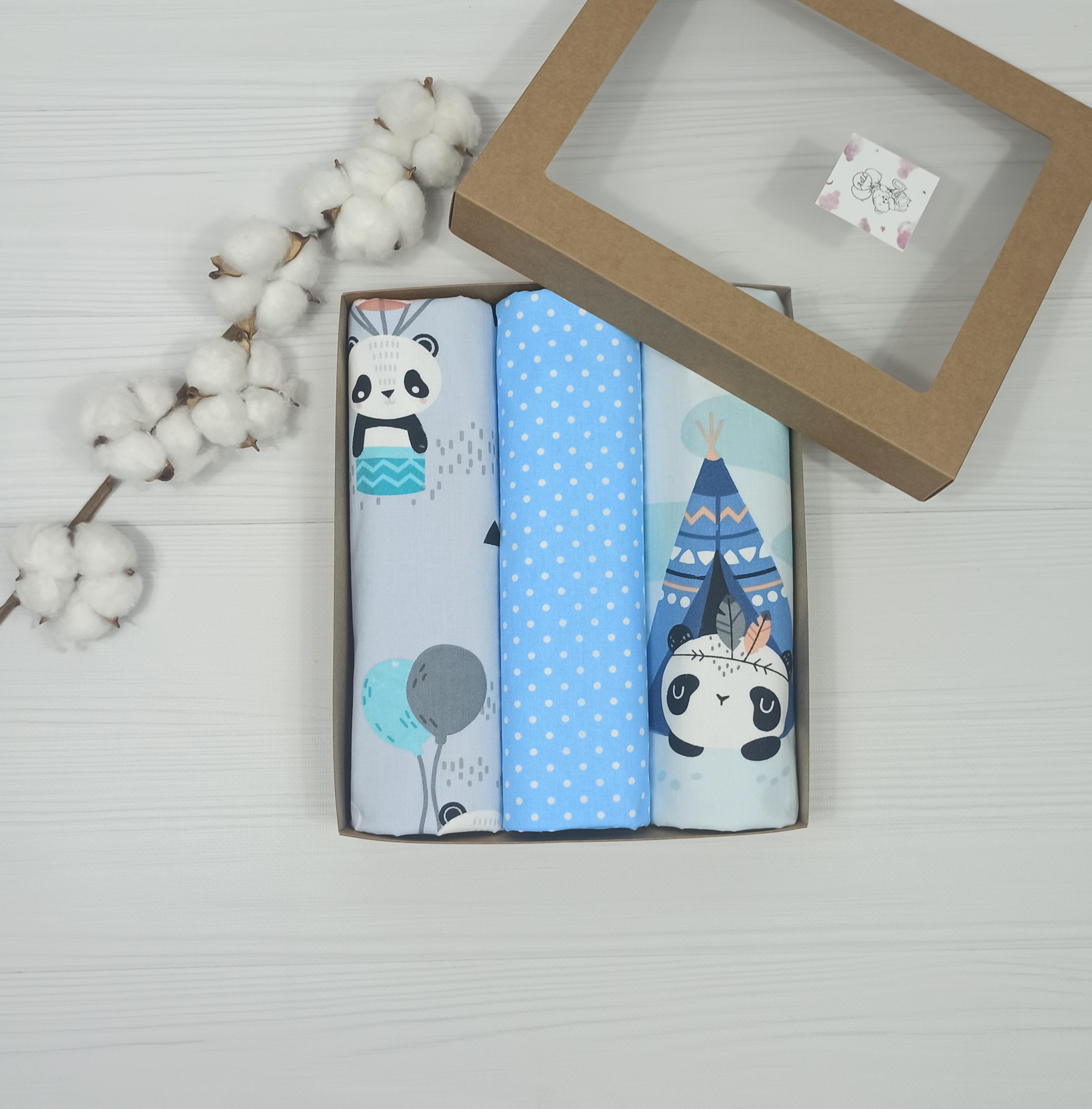 Пеленки детские a.l.babybox Горох 50х80 см 3 шт. Бело-голубой (NA 18170021)
