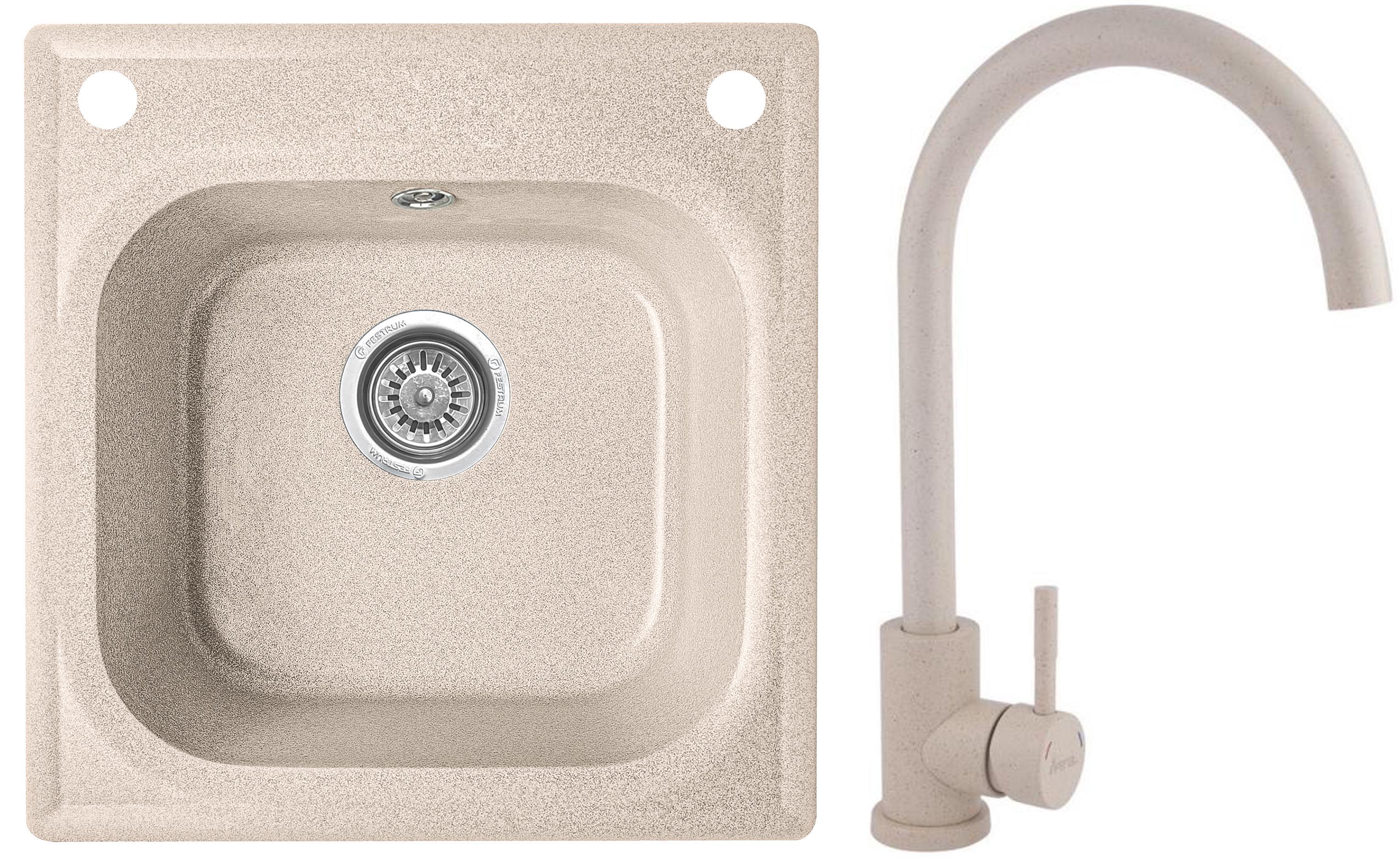 Мийка кухонна Valetti 1D зі змішувачем 430x440 мм Бежевий