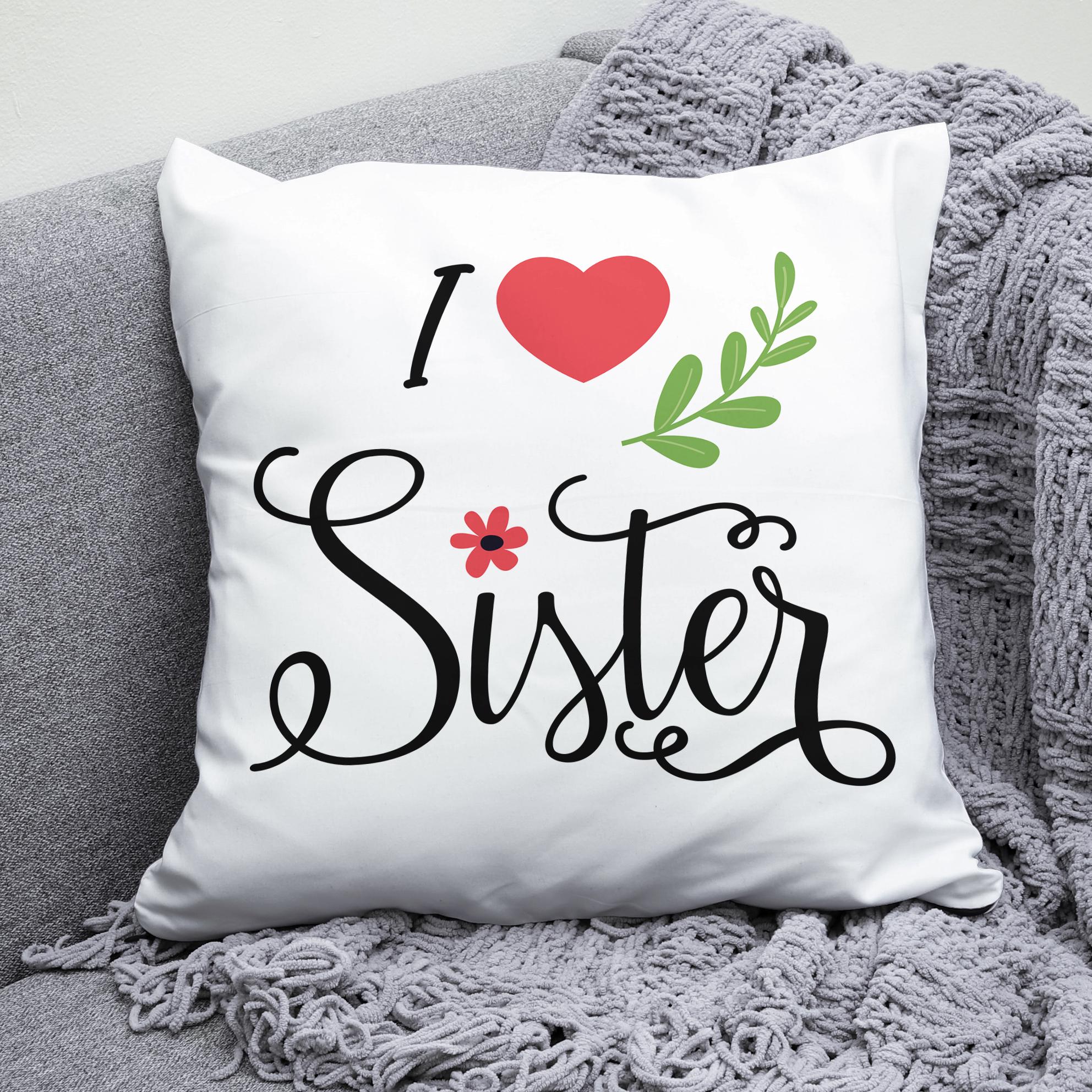 Плюшевая подушка квадрат с принтом "I love you Sister"