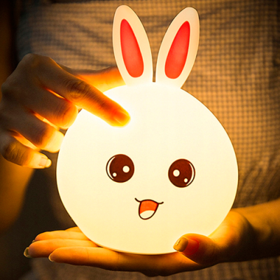 Нічник силіконовий сенсорний Кролик із вушками з пультом 16 кол. Рожевий - фото 3