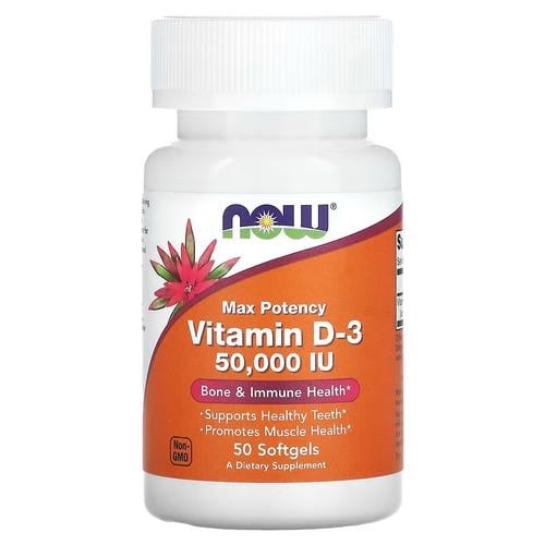 Вітамін D NOW Vitamin D3 50,000 IU 50 Softgels (NOW-00378)