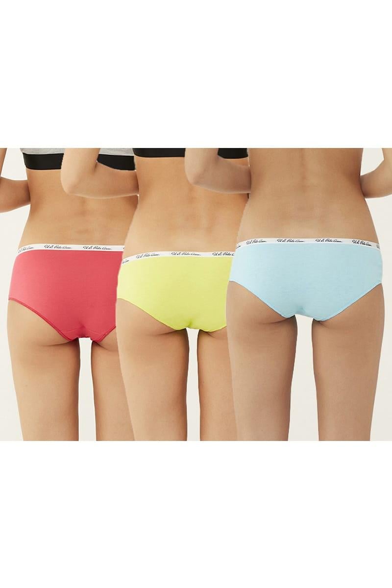 Трусики-шортики U.S. Polo ASSN р. 2/S 3 шт. Коралловый/Зеленый неон/Бирюзовый (73928)