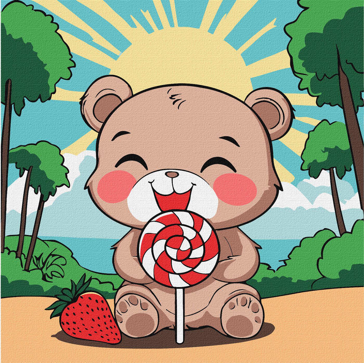 Набір для розпису по номерах Ideyka 5+ Літо Ведмедик і льодяник КНО1265 25x25 см (MTT-200403)