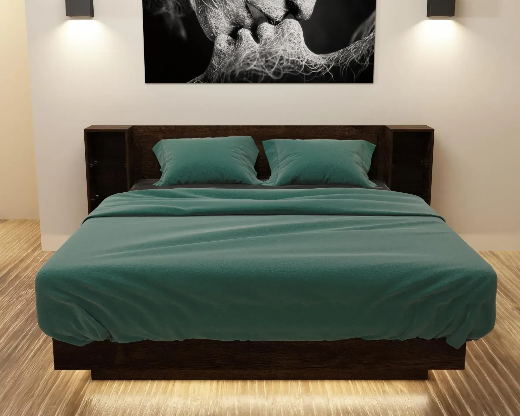 Кровать двуспальная Kontinent Kristal №1 с полками 160x200 см Дуб Конкордия (79671467)