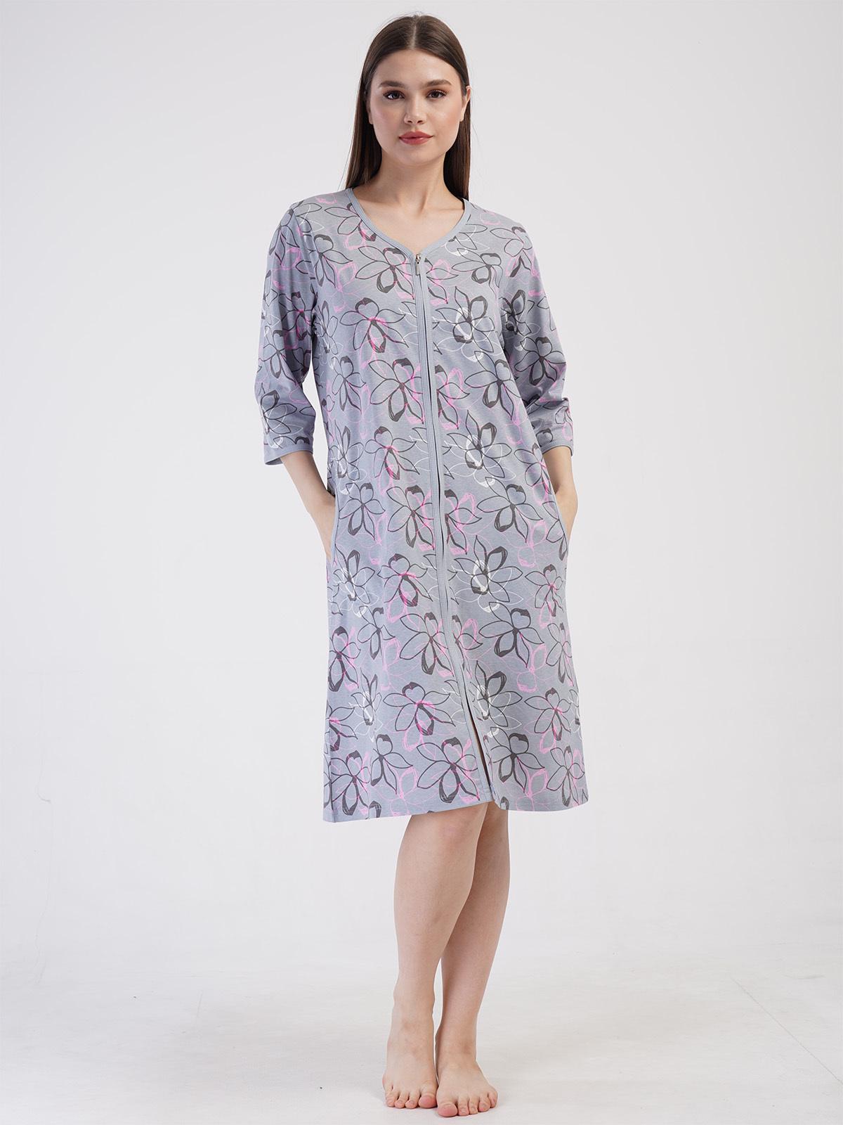 Халат хлопковый на молнии рукав 3/4 батальный - фото 3