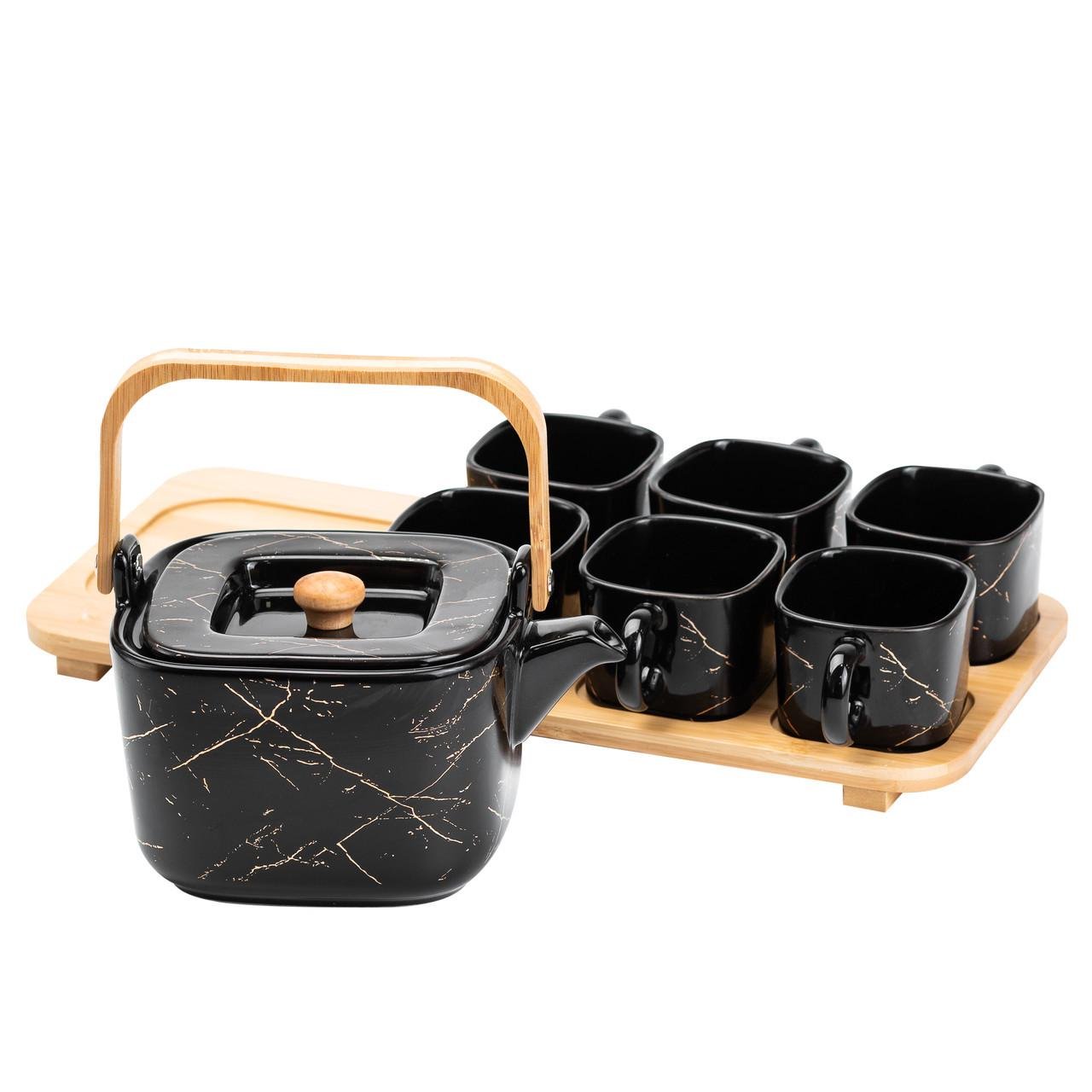 Сервіз чайний на 6 персон із підставкою HP1234 Чорний (A-032730) - фото 6 Сервіз чайний на 6 персон із підставкою HP1234 Чорний (A-032730) - фото 6