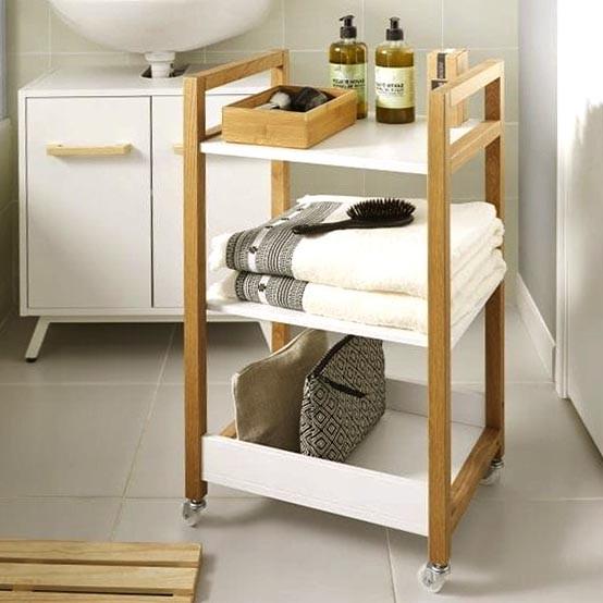 Этажерка для ванной из дерева на колесиках Принцель Сиена/Зефир (АБТ-00080520)