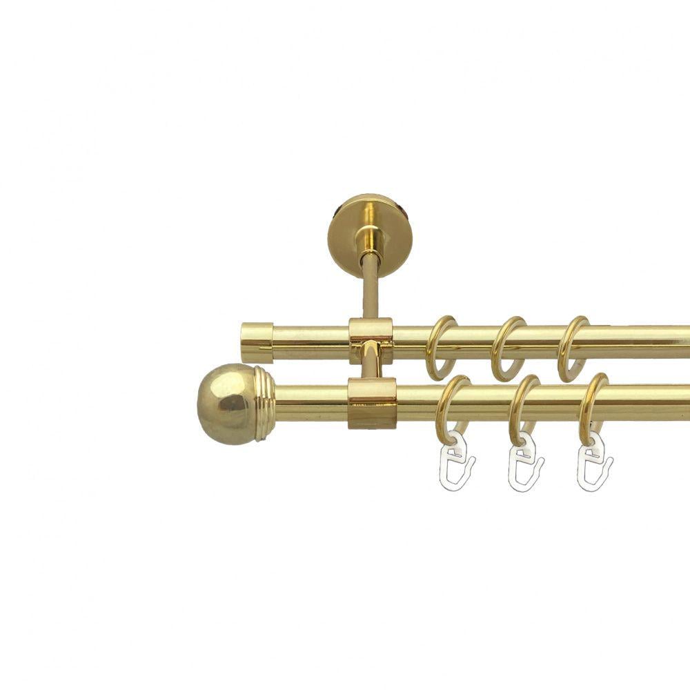 Карниз металлический Orvit Тогда Макс двухрядный закрытый/гладкая труба/кольцо металлическое Золото 16/16 мм 240 см (00-00014597)