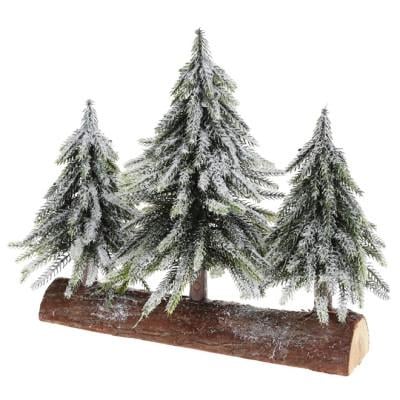 Елки искусственные литые заснеженные на деревянной подставке 28 см 3 шт. (13198)